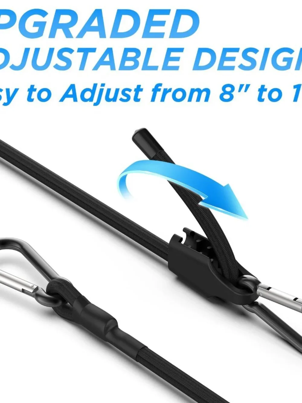 SDTC Tech 12 Inch Adjustable Bungee Cords with Carabiner Hooks, 4 Pack Heavy Dut